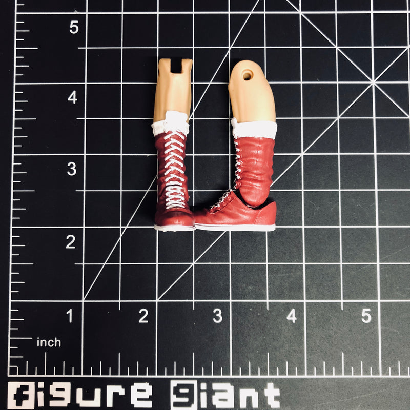 Maroon/Red Boots with White Lace