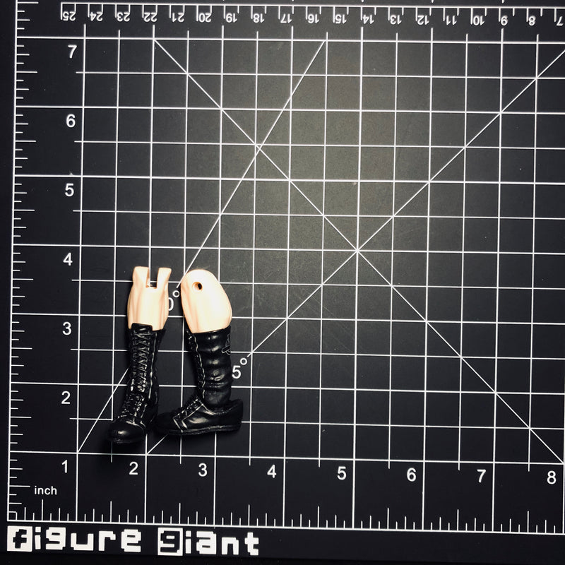 Laced Boots (Black on pale calves with silver cross on back of boots)