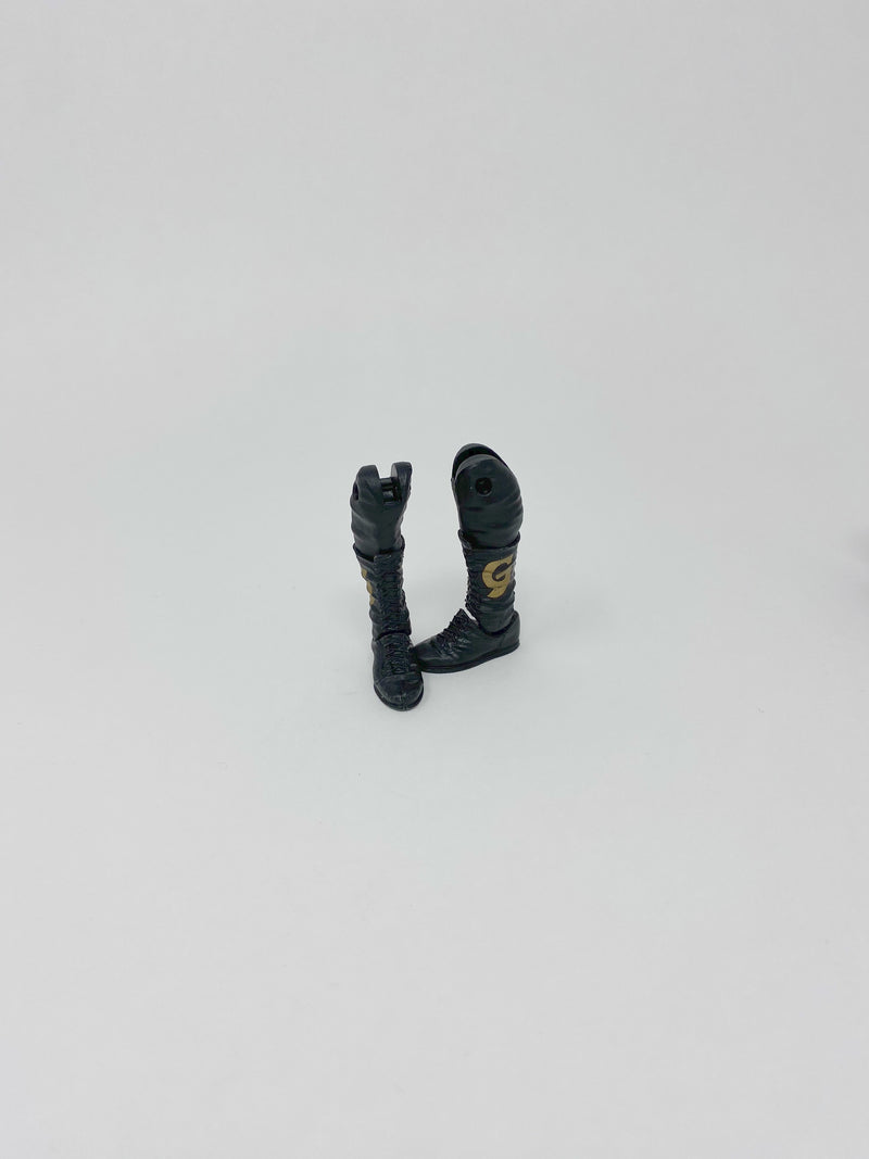 Black laced high boots with gold G with Black pants