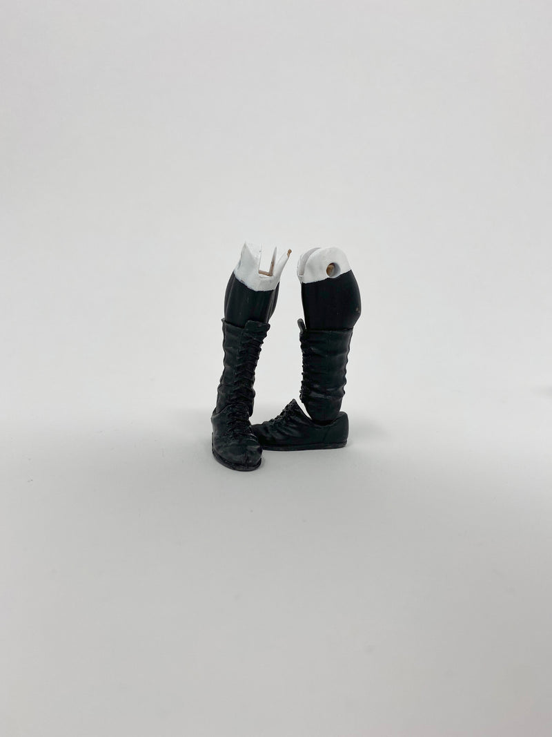 Black Laced Mid Boots (With Black and White on Calf)