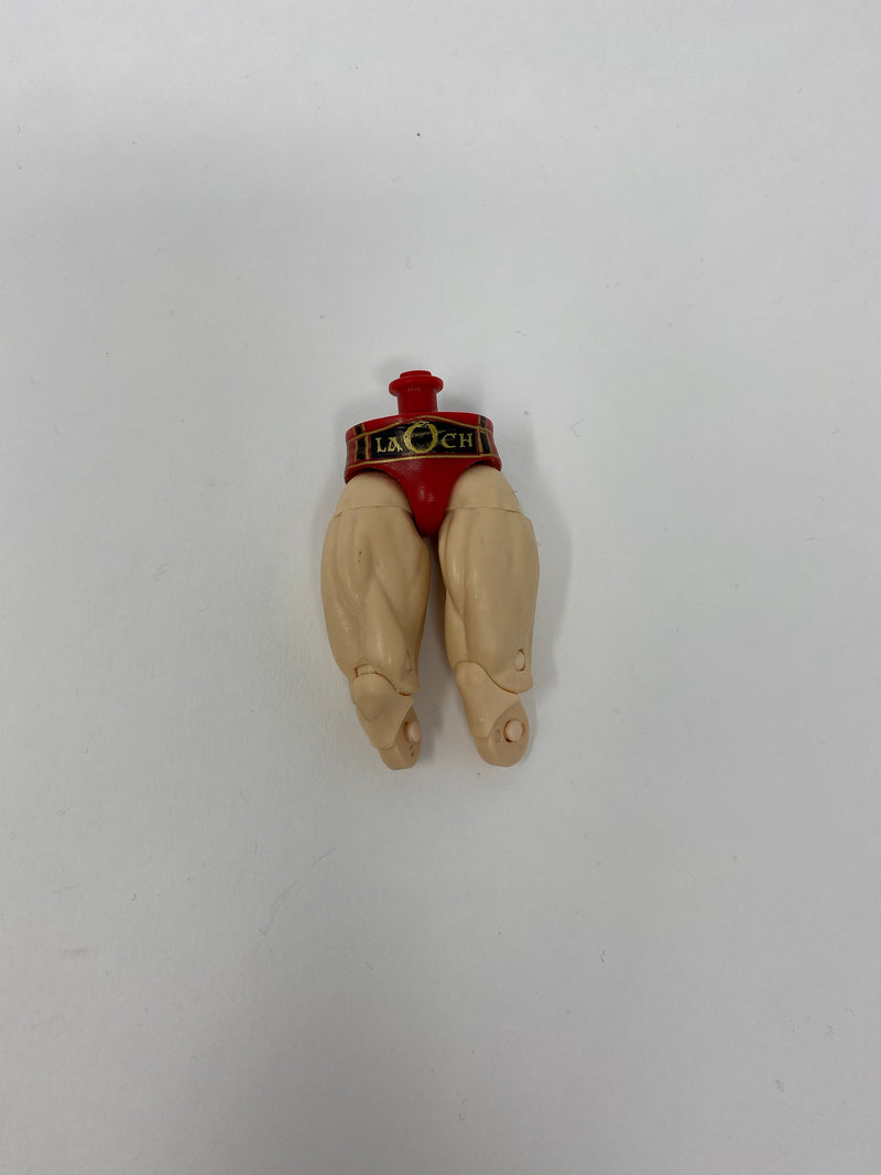Red Trunks with Black/Gold on Pale Shredded Legs