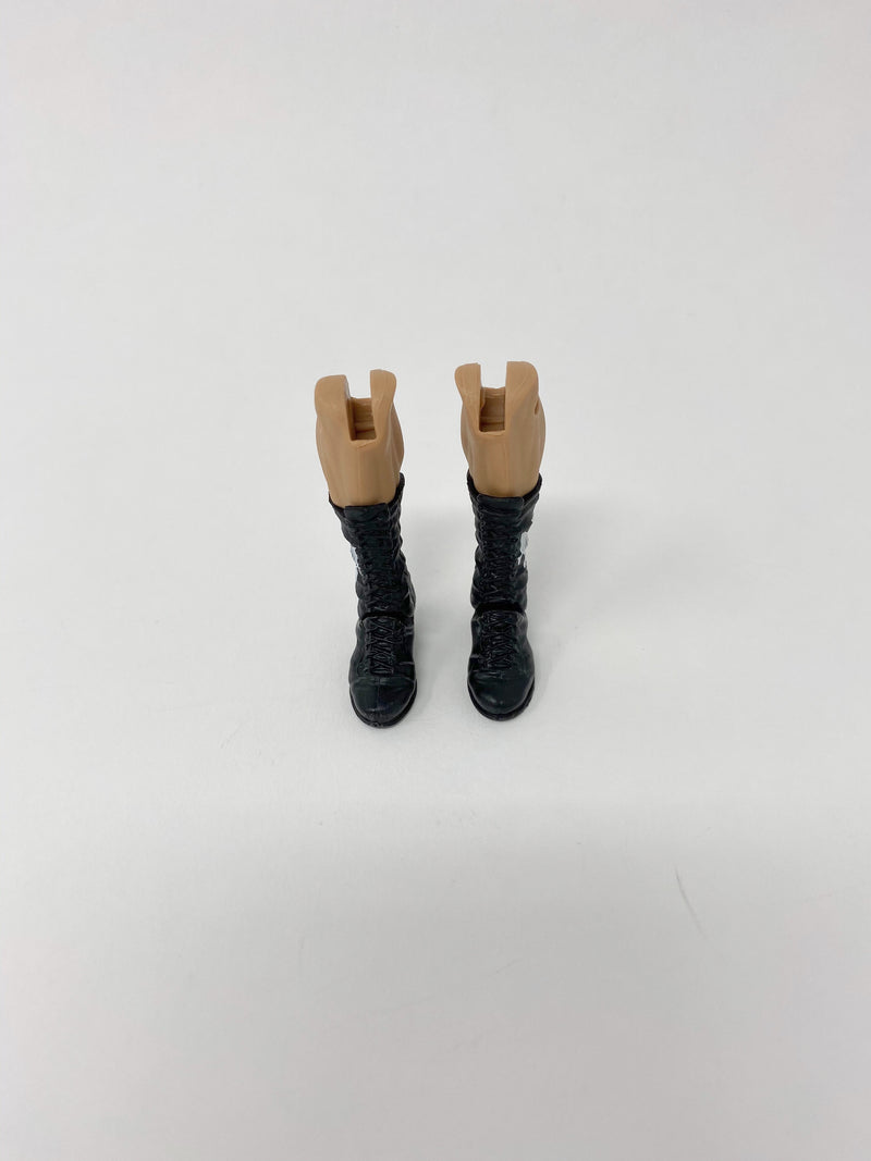 Black Laced Boots with white design on side (Tan)