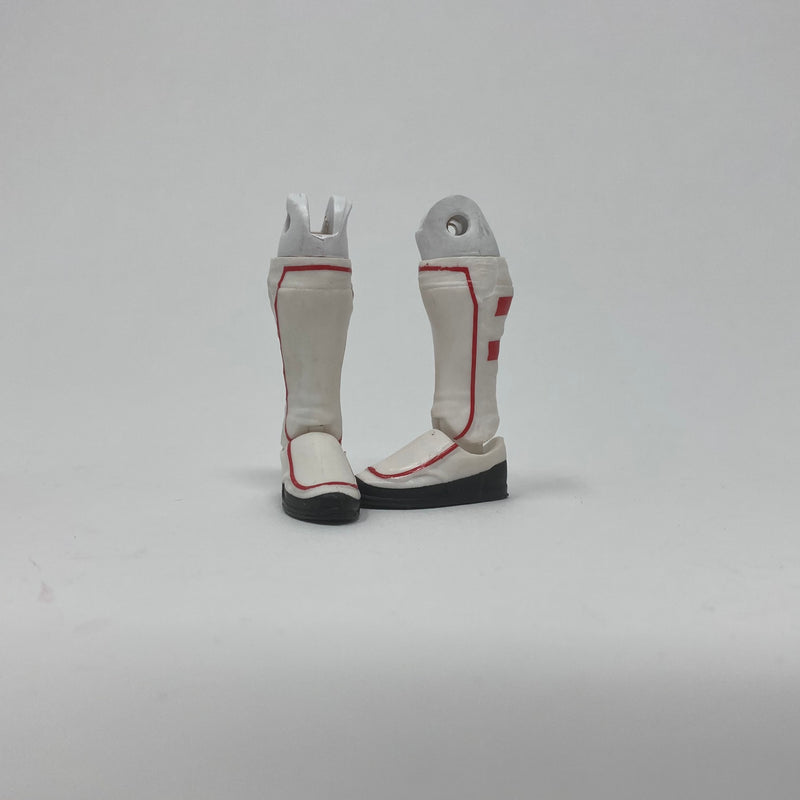 White Kickpad Boots with Red