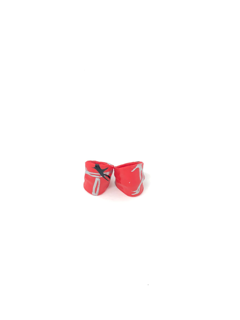 Red Closed Knee Pads with Silver/Black