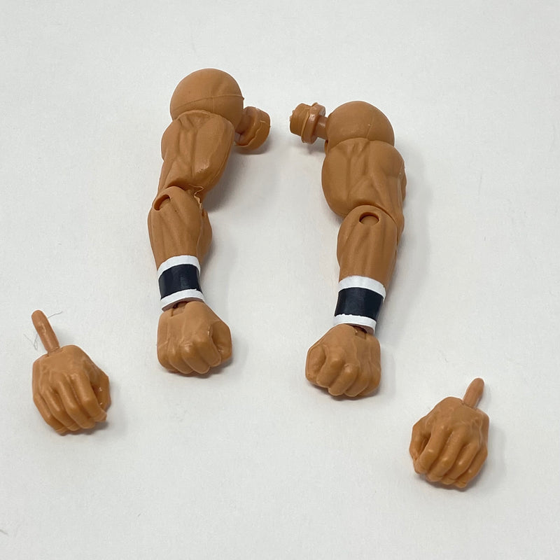 Shredded Tan Arms with Black/White Wrist Tape and Extra Set of Hands