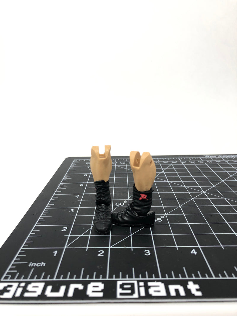 Short Black Lace Boots with Red R