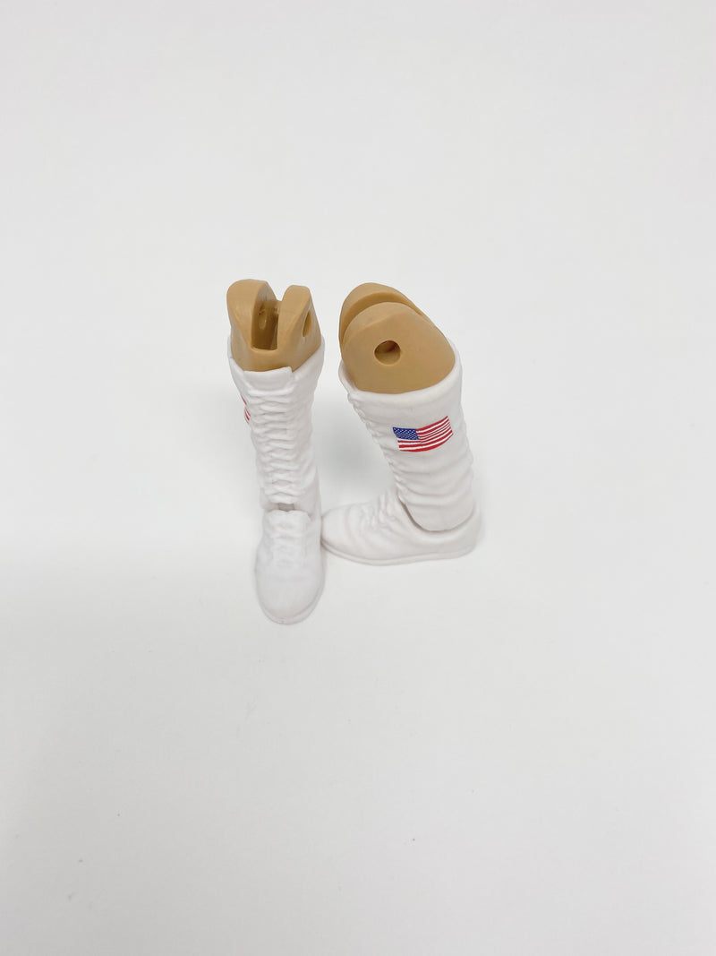 White Laced Boots with American Flag on Side