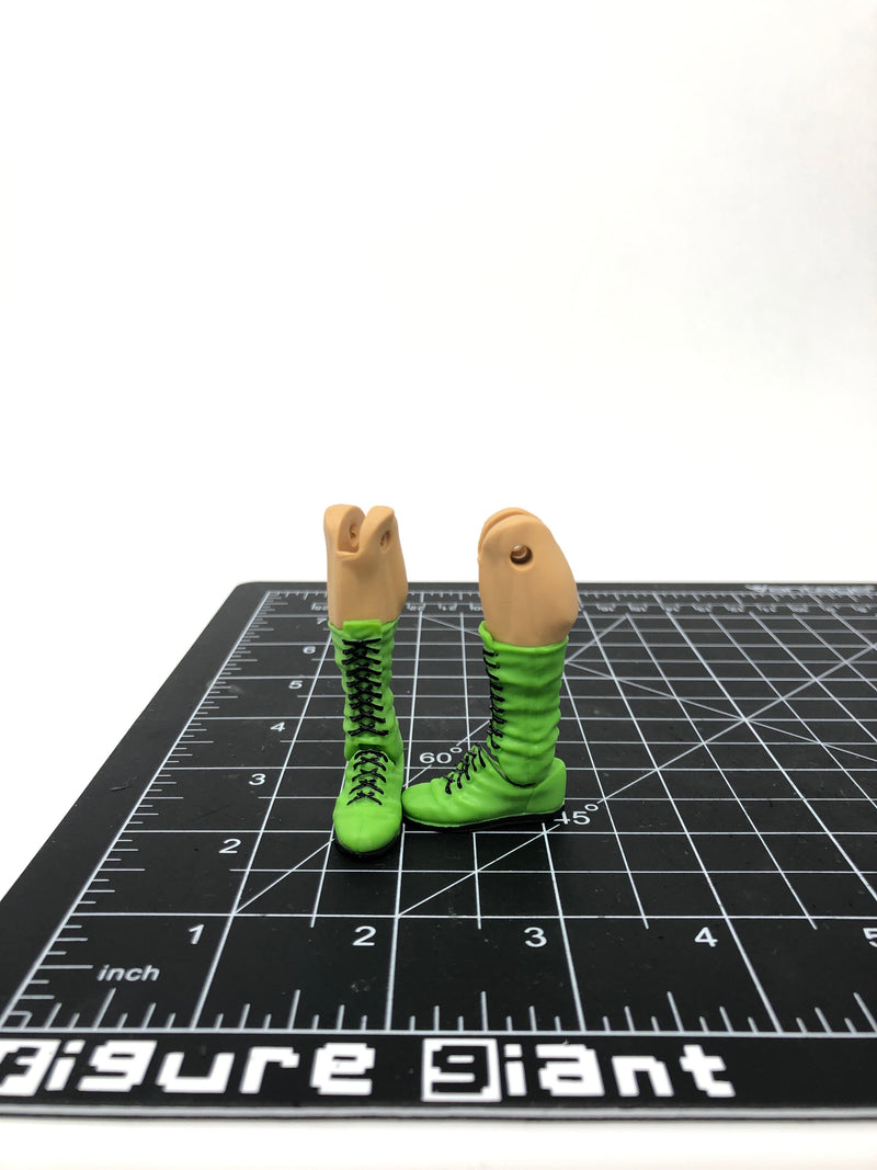 Green Boots with Black Lace