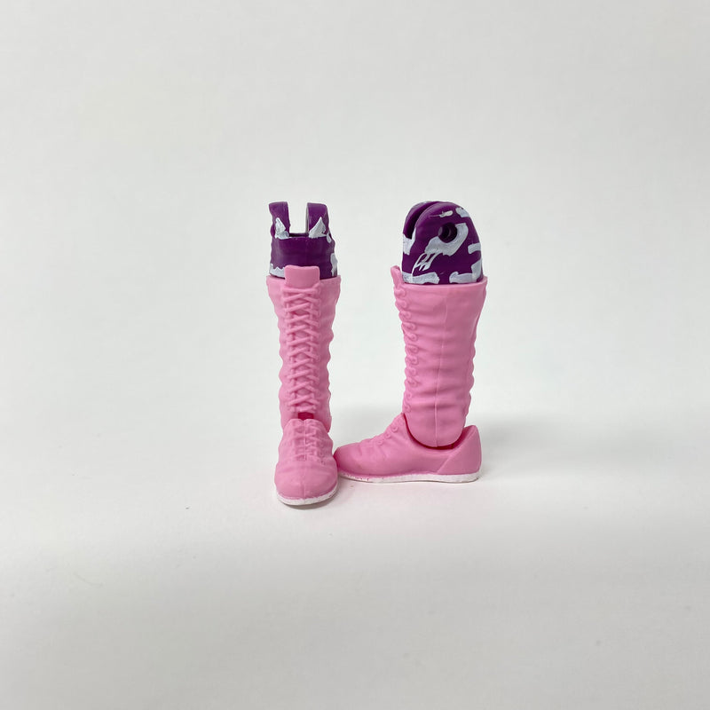 Pink Laced High Boots with Purple/White Camo Tights
