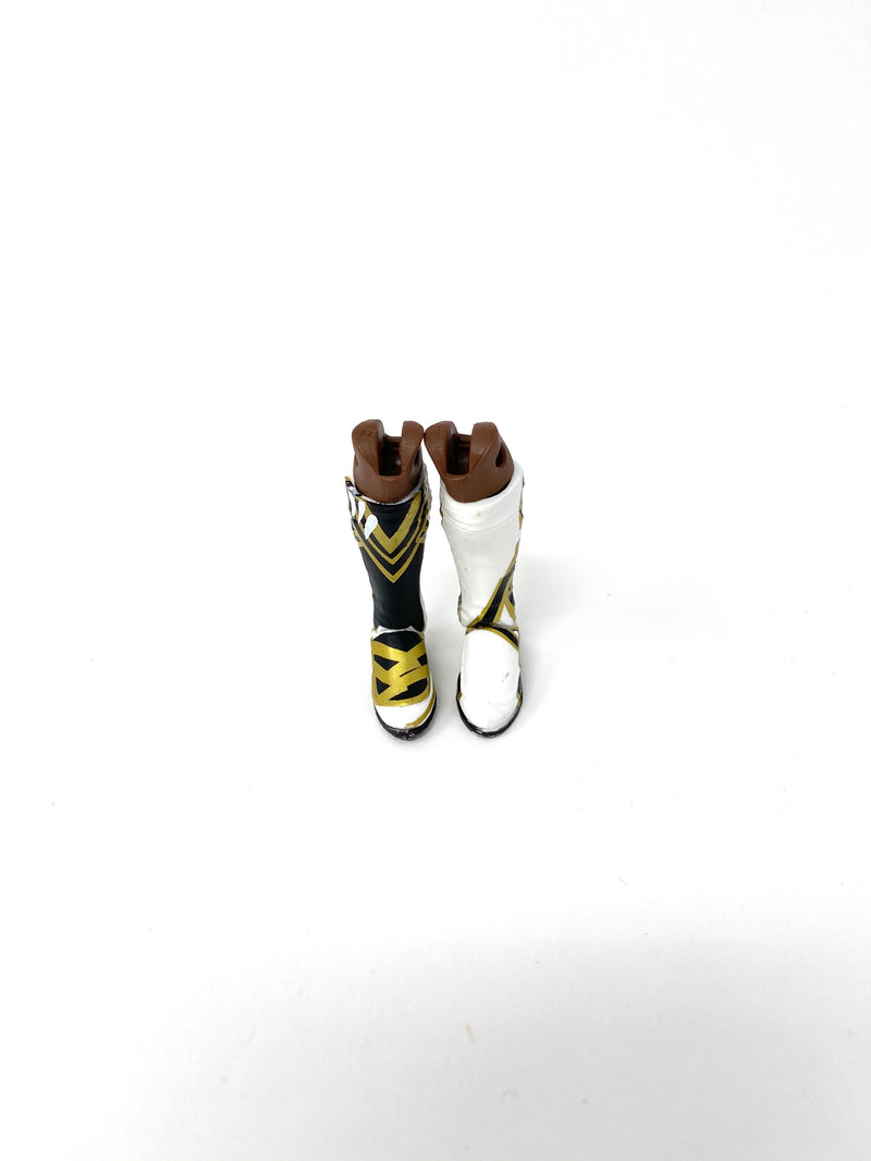 White Kickpad Boots with gold/black design (ebony)