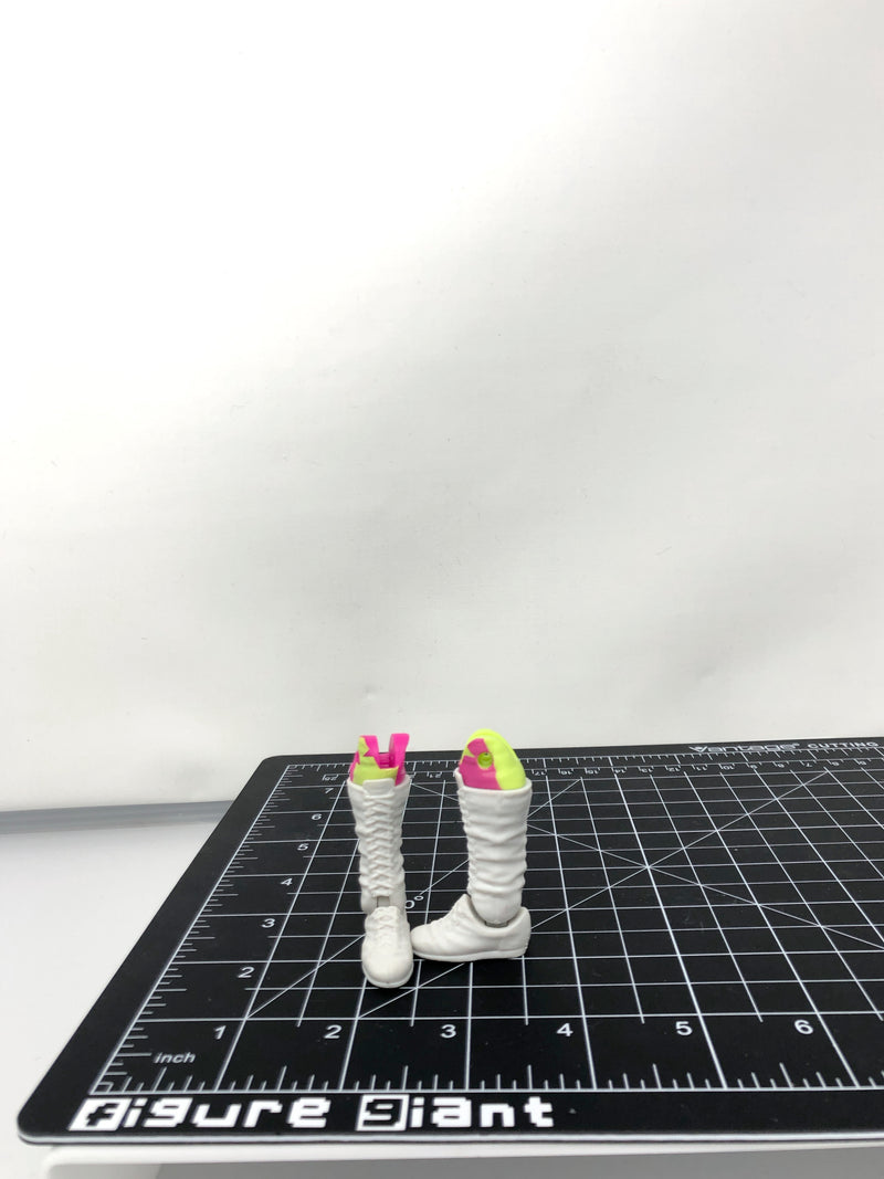 White boots with pink/green pants