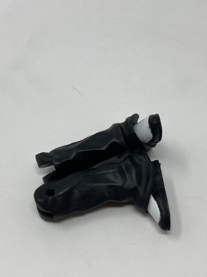 Black/white shoes with black flair pants