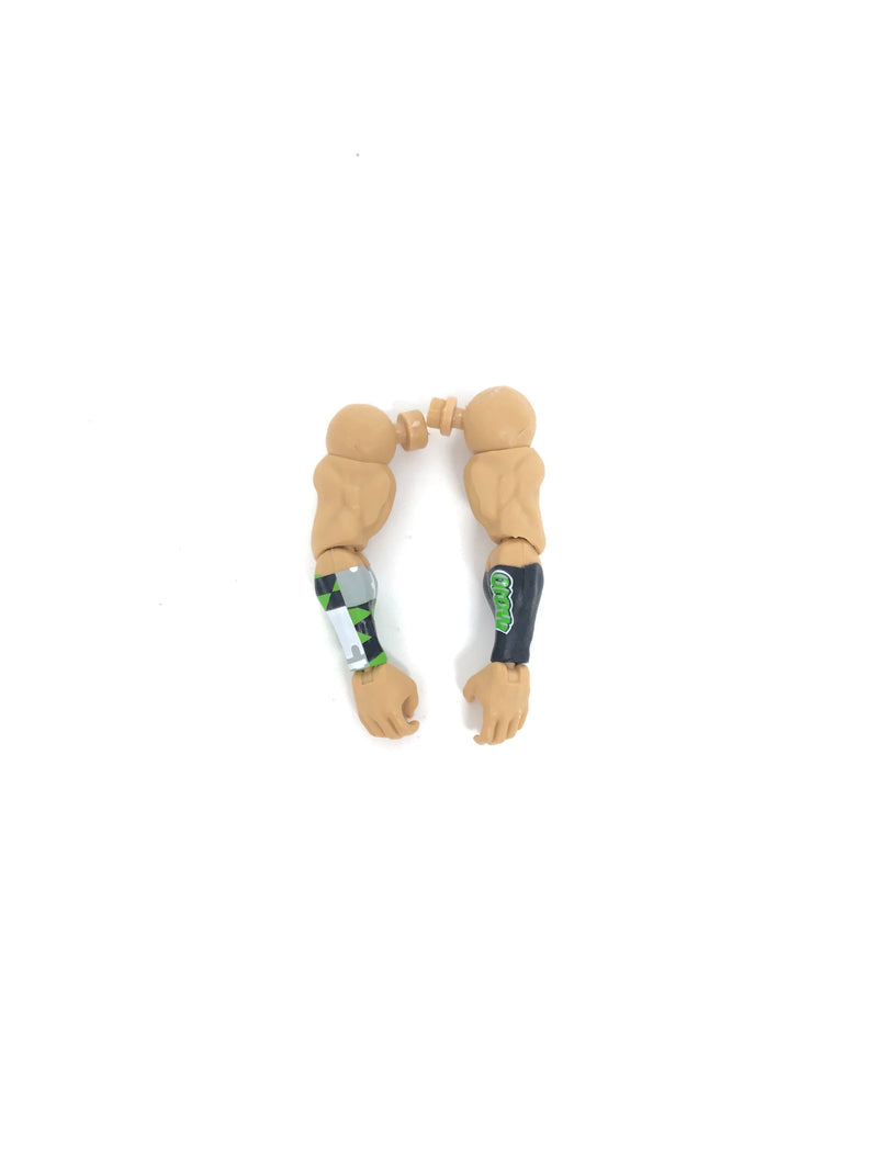 Arms with Black/Green wrist tape (Mojo Rawley)