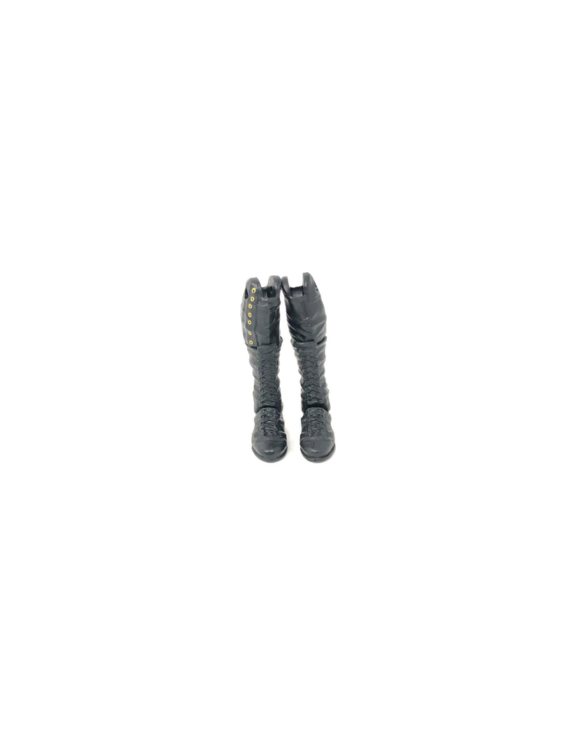 Black Lace Boots with Black Pants/Gold Buttons